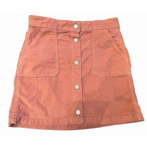 Old Navy corduroy button front mini skirt adjustable waist pockets hippy